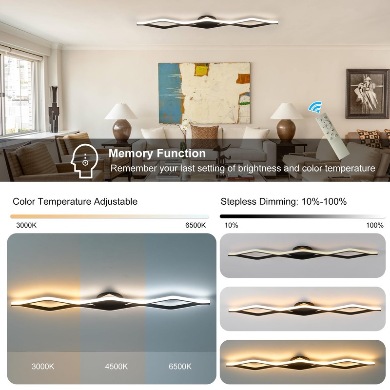 Qcyuui Dimmable LED Ceiling Lights 46.4'' Kitchen Lighting Fixtures Ceiling