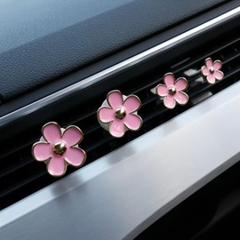 8 PCS Car Accessories for Women, Flower Air Vent Clips Air Conditioner Outlet Decoration Car Interior Decor Charm, Pink