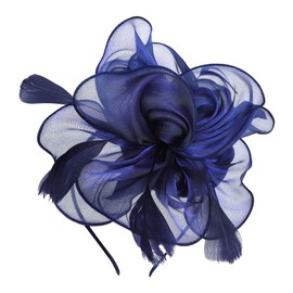 SIQITECH Fascinator Hat Women's Hair Accessories with Mesh Feather Headpiece Large Flower Decoration Hair Clip Bridal Elegant Headband Vintage Classic Organza Hat for Carnival Church Cocktail Tea