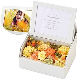 Marika Flower Preserved Flower Celebration Gift Photo Box L Edition Photo Frame (Yellow) Respect for the Aged Day Grandma Gift