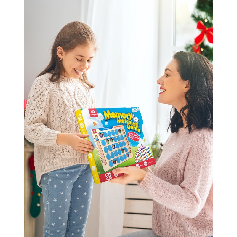 Coogam Memory Matching Game, Wooden Board Travel Toy with Memory