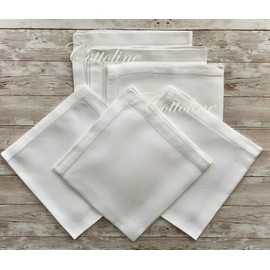 Set of 6, 100% Cotton White Hemstitch Napkins 14" x 14"(35x35cm) - Dining Table Linen