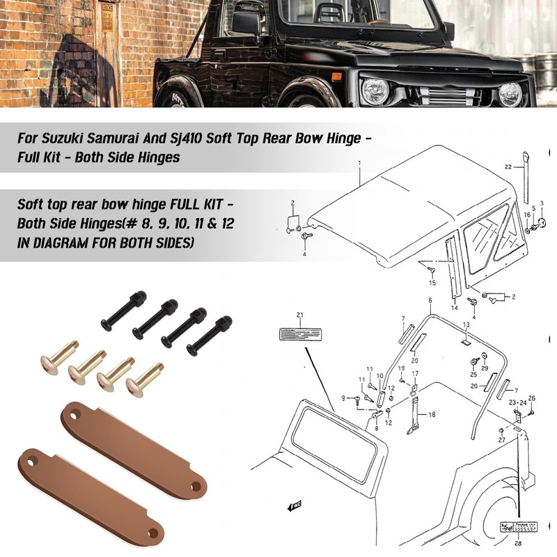 Soft Top Rear Bow Hinge Fits For Suzuki Samurai And
