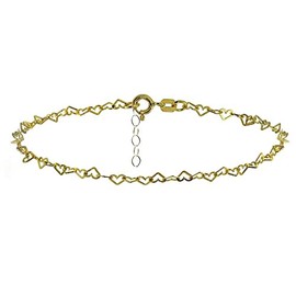 Jewelry Necklaces, Bracelets, Chains and more - Yellow Gold Flashed Sterling Silver Open Heart Link Chain Anklet - XFBX10620