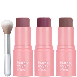 Versatile 3-in-1 Cream Blush Stick for Cheeks, Lips & Eyes, Moisturizing, Blendable & Long-Lasting, Includes Makeup Brush & Waterproof Formula for a Natural Look