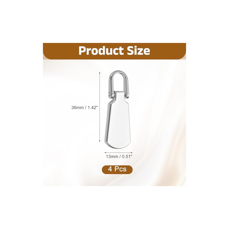 sourcing map 4pcs Zipper Pull, 1.42 Inch Zinc Alloy Zip