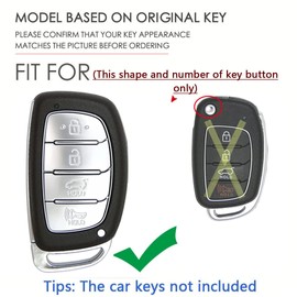 SANRILY Luminous 4 Button Key Fob Cover Case Fit for Hyundai Elantra 2022 2021 Elantra GT Ioniq Sonata Tucson Keyless with Keychain Silver