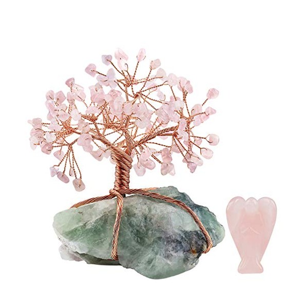 mookaitedecor Rose Quartz Crystal Money Tree Crystals Base & Guardian