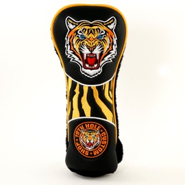 19th Hole Custom Shop Tiger Retro Style Fairway Metal Woods Headcover, Black, Golf Head Cover