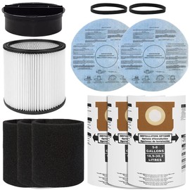 90304 Filter for Shop Vac Wet Dry Vac with Lid, 3Pcs 90585 Foam Sleeve Filter, 2 Pcs 9010700 Filter with Retaining Band, and 3 Pcs Replacement Bags for Shop Vac 5-8 Gallon