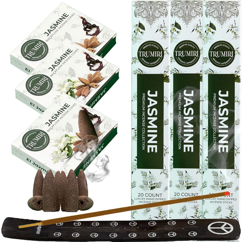 Jasmine Incense Sticks & Backflow Incense Cones for Waterfall Combo