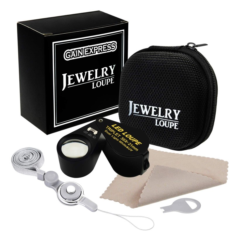 Jewelry Loupe 30X with 6 LED & UV Light, Pocket