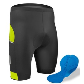 AERO|TECH|DESIGNS | Men's All Day Padded Bike Shorts | Standard Inseam | Medium | Safety Yellow