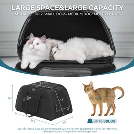 PETSFIT Extra Large Pet Carrier with Wheels- Rolling Dog Carrier for 2 Small Dogs, Large Cat Carrier on Wheels with Adjustable Safety Rope & Waterproof Bottom (𝑵𝒐𝒕 𝑨𝒊𝒓𝒍𝒊𝒏𝒆 𝑨𝒑𝒑𝒓𝒐𝒗𝒆𝒅)