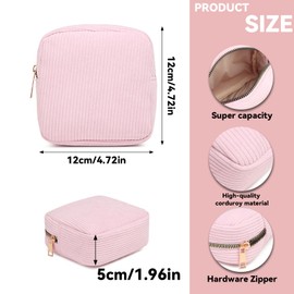 BringLucky One Piece Portable Corduroy Makeup Pouch Travel Pocket Cosmetic Bag Lightweight Organized Simple Corduroy Toiletry Bag for Travel Toiletry Bags