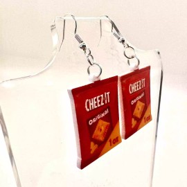 Handmade Cheez Its Earrings - Cracker Earrings - Chips Earrings - Snack Earrings - Cheese