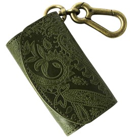 VINCENT CRAFTED Made in Japan Tochigi Leather Paisley Carabiner Key Case & Coin Purse PAOLO Key Holder Women Smart Key Case Coin Purse Men's Key Ring, spruce