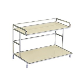 Ordinique 2-Tier Metal Countertop Storage Rack for Perfume, Cosmetics, Makeup, Skincare, and Bathroom Vanity Organizer (Cream)