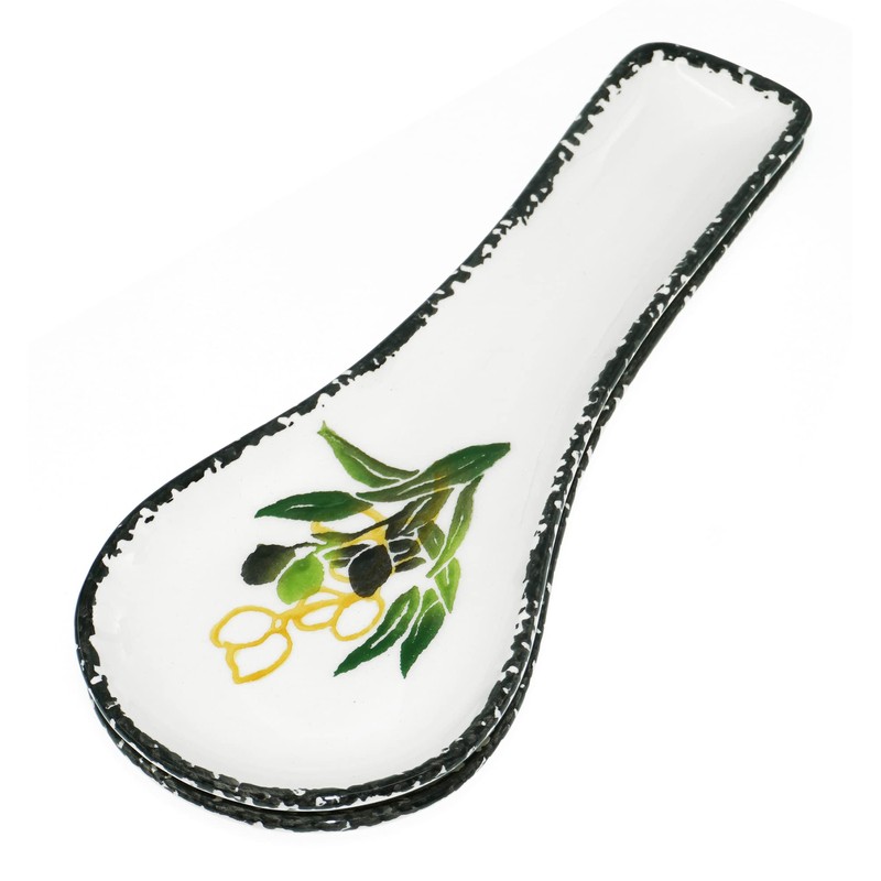 Lashuma Ceramic Kitchen Shelf for Spoons, Olive, Set of 2