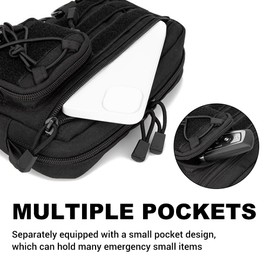 Tactical Pouch, Molle EDC Pouch Bag with Adjustable Waist Strap, Large Capacity Backpack for Military, Outdoor Emergency, Survival Gear