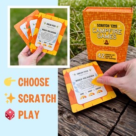 SCRATCH 'EMS Campfire Games Scratch-Off Cards – Camping Games for Kids & Families | Camp Toys & Activities, Camp Gear Essentials, Outdoor Fun, Screen-Free Game Night, Camping Books Alternative