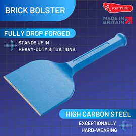 Footprint Heavy-Duty Brick Bolster Tool - 4 Inch/10cm Bricklaying Chisel, Concrete Breaker and Chopper. For Stone Masonry, Bricklayers and DIY Home Improvement. Cuts and Slices Bricks, Removes Mortar.