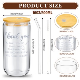 Purpeak 6 Set Employees Appreciation Gifts for Team Thank You Gifts Coworkers Staff Gifts 16oz Can Beer Glass Cup with Lids Straws Brushes for Nurse Thanksgiving Christmas(Novelty Style)