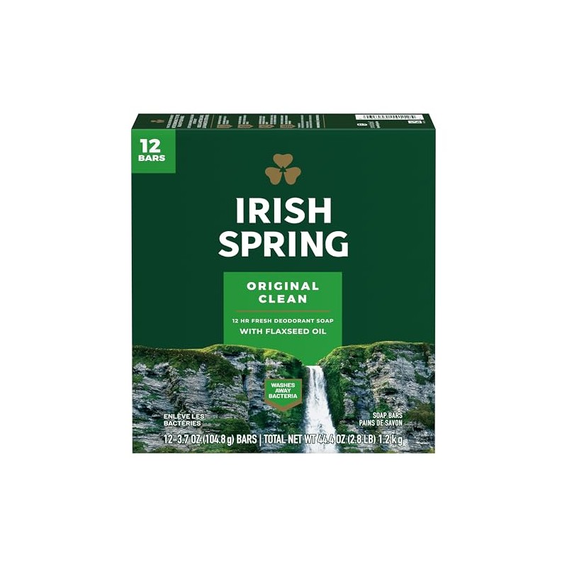 Irish Spring Bath Bar Soap, Original, 3.75 oz. Bars, 12-Count