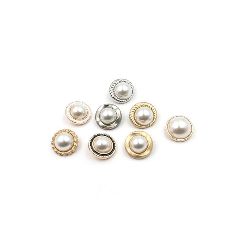 5 piezas de botones de oro con perlas de metal