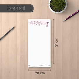 1 notepad "Das darf ich nicht vergessen I dv_310 magnetic back I DIN long I organiser small pink chequered cute for writing on and tearing off