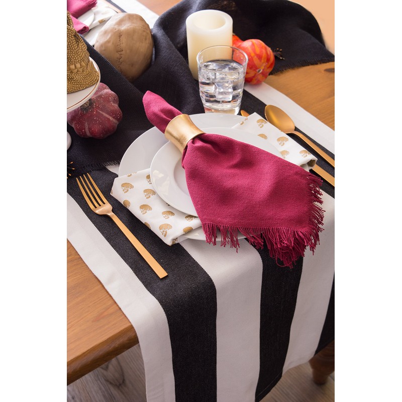 DII Everyday Collection, Fringed Solid Tabletop, Napkin Set, Wine, 6