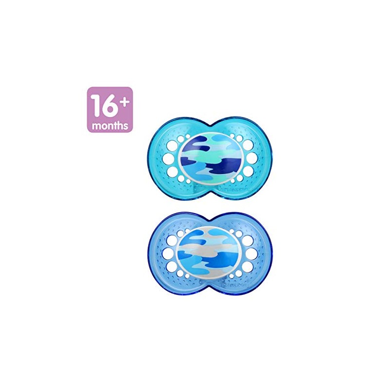 MAM Camo Orthodontic Pacifier, Boy, 16+ Months, 2-Count
