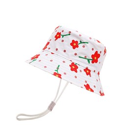 Uniyoung Baby Girls Sun Hat Toddler Kids Floral Summer Wide Brim UV Protection Beach Cap Outdoor Cotton Bucket Sunhat with Ears Adjustable Chin Strap (UK, Age, 1 Year, 2 Years, White)