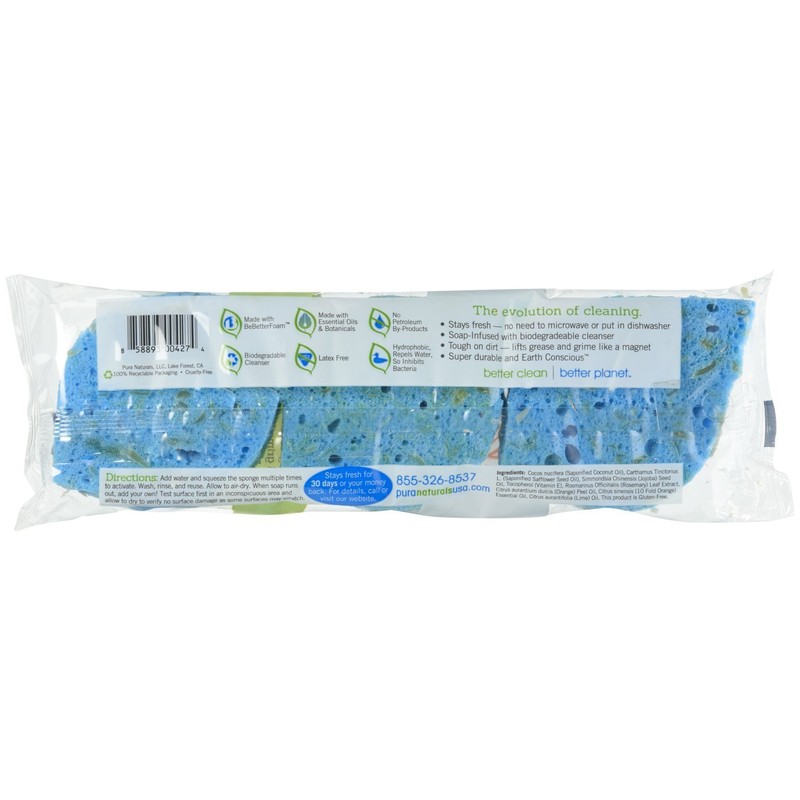 Pura Sponge Leaf With Soap - 3ct, 2.4 Ounce