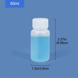 UMETASS PP Wide Mouthed Laboratory Reagent Bottle, Laboratory Quality Chemical Container, Sealed Leak-proof Transparent Bottle, Pill Bottle, Water Sample Bottle (Transparent, 60 ml)