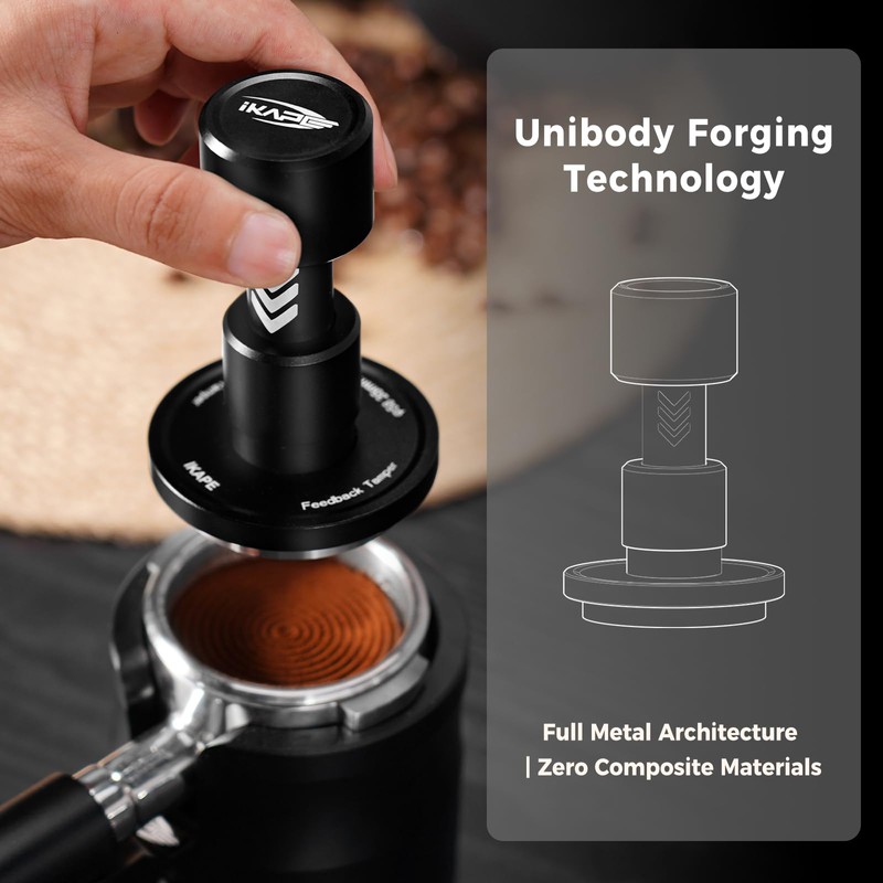 IKAPE 58.35MM V6 Impact Espresso Tamper with Sound Feedback, 15lb/30lb