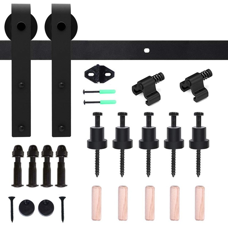 CCJH 16FT Single Sliding Barn Door Hardware Kit Black Basic