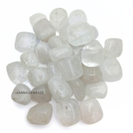 Karma Gems 1lb Clear Quartz Tumbled Stones - Polished Stones for Positive Energy - Crystal Kit for Fresh Mind & Restful Sleep-Healing Stone for Chakra Balancing-Ideal for Gift & Home Decor (15-25 Mm)