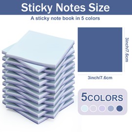 Thenshop 60 Packs Sticky Notes Bulk 3x3 Inches Colorful Self Stick Note Pads Paper Memo for Office School Notebook Supplies, 60 Pads, 50 Sheets/pad(Blue Series Color)