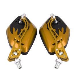 1 Pair 8mm 10mm Universal Motorcycle Rear View Mirrors Scooter Aluminum Flame Pattern Side View Mirrors(Yellow)