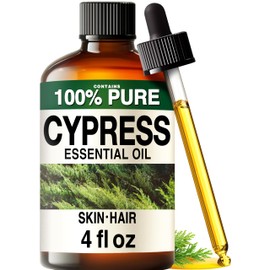 100% Pure Cypress Oil - 4 Fl Oz Cypress Essential Oil for Hair, Skin, Diffuser, Aromatherapy & DIY Soap Making Scent