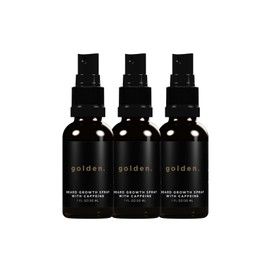 Golden Grooming Beard Growth Spray for Black Men – Boost Beard Growth, Thickness & Strength – Natural Formula with Biotin & Vitamin E (3 Pack)