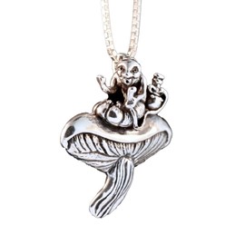 Caterpillar Mushroom Necklace Silver Alice in Wonderland Inspired Charm