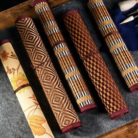 Bamboo Roll Up Brush Holder, 7/8/9 Slot Calligraphy Pen Case, Portable Painting Brush Organizer Pouch for Art Supplies