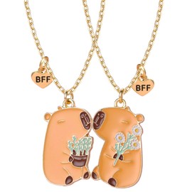 Mangpung Capybara BFF Necklace for 2 Fashion Jewelry Best Friend Necklaces with Storage Box Cute Capybara Design Gifts for Christmas Birthday Valentines Day