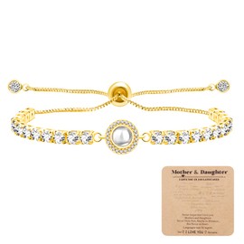 Vera Glam Gold Plated Tennis Bracelet, Expressing My Love for You in 100 Languages | Women's Tennis Bracelet, Eternal Blessings for Yourself and Your Loved Ones on Mother's Day and Valentine's Day