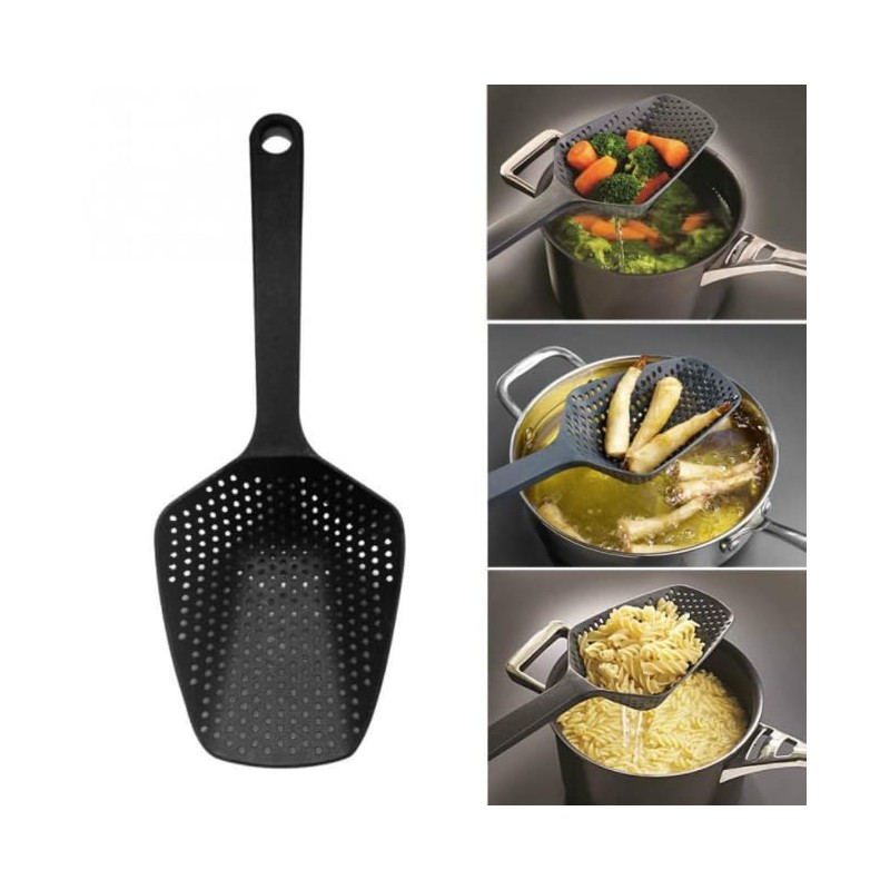 Kitchen Nylon Strainer Scoop Colander, Skimmer Spoon with Long Handle,