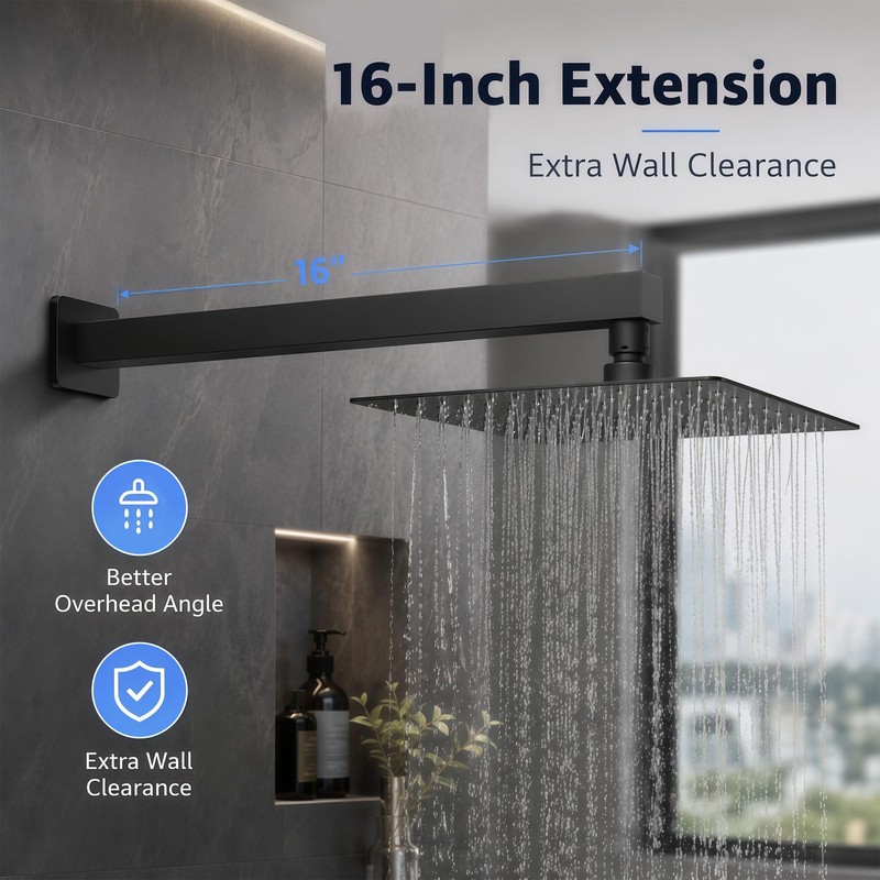 16 Inch Shower Head Extension Arm, Shower Head Extender with