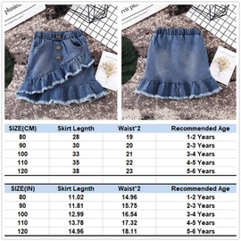 LXXIASHI Toddler Kids Girls Denim Mini Skirt Outfit Infant Baby Girl Ruffles Short Dress (Ruffles Button - Blue, 3-4 Years (New))