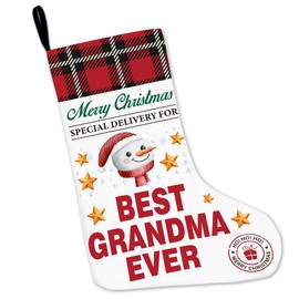 JOWMIJ Christmas Stockings for Grandma, Best Grandma Christmas Stockings Gifts for Home Fireplace Holiday Christmas Decorations, Best Grandma Ever Hanging Xmas Stockings Gifts